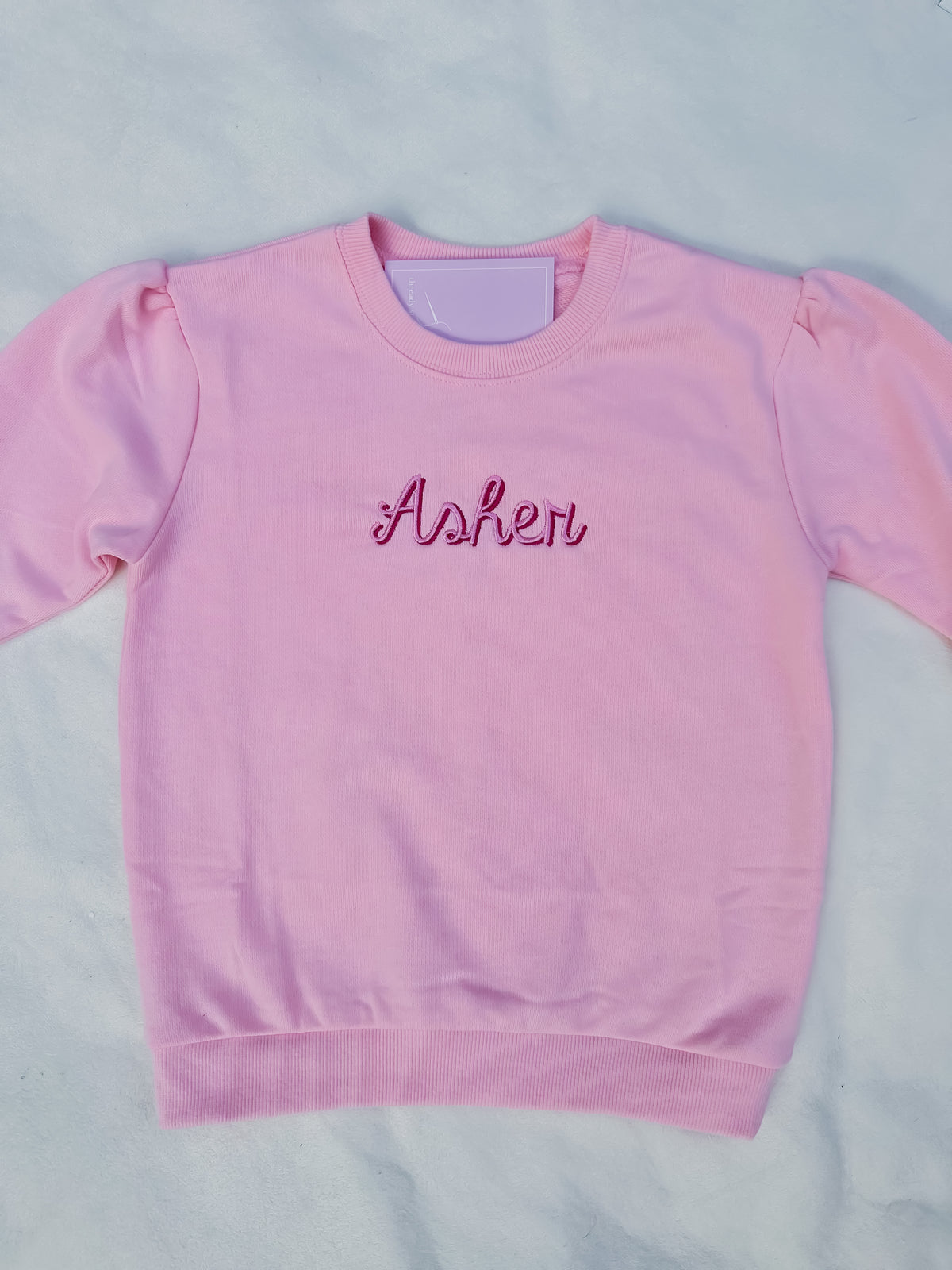 Light Pink Cursive Name Sweatshirt