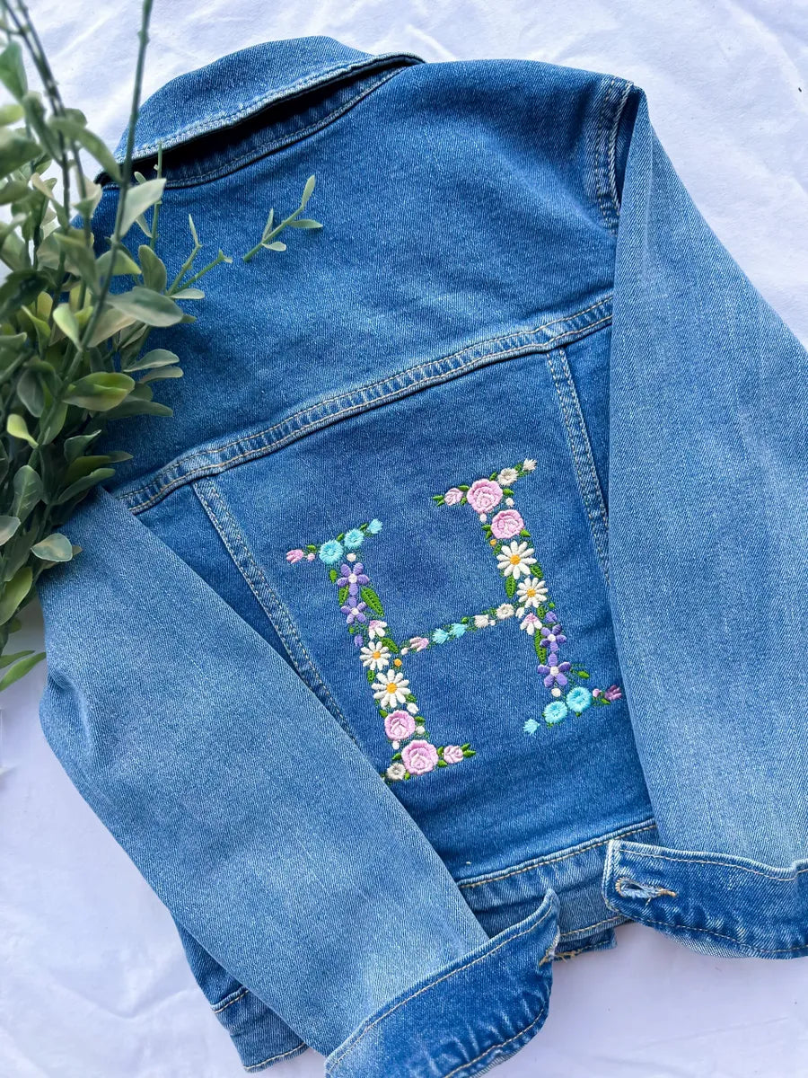 Floral Initial Jean Jacket