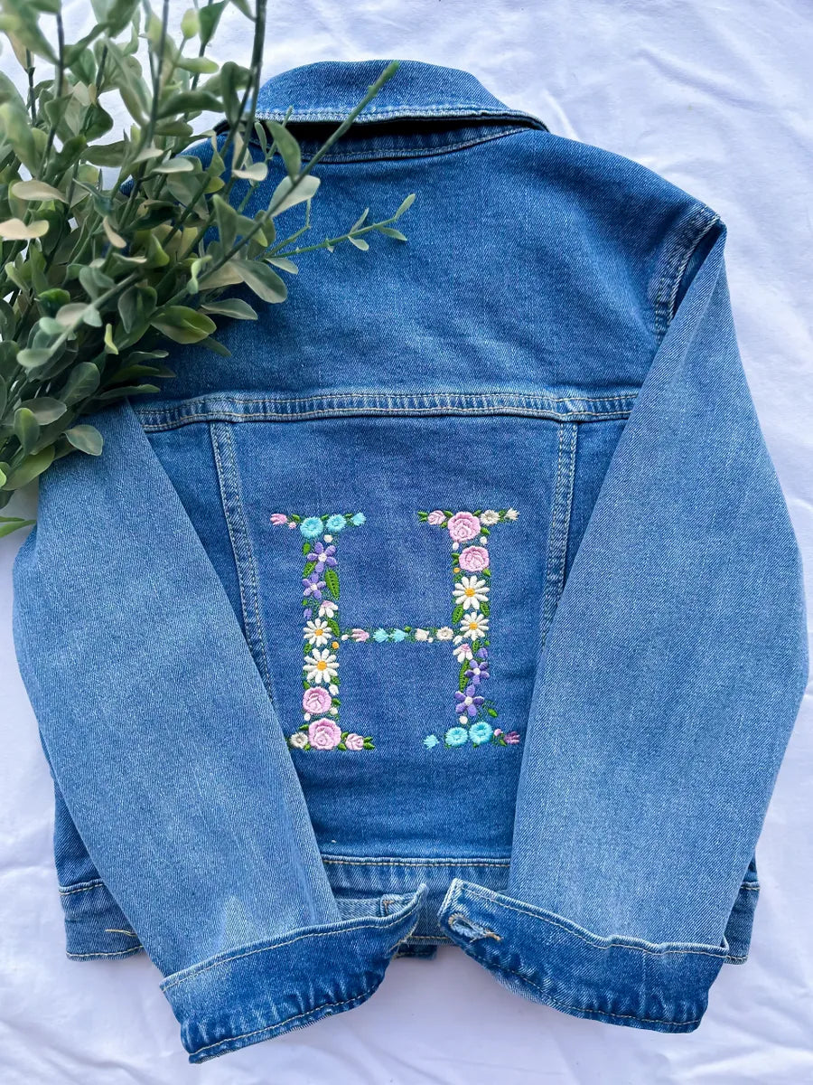 Floral Initial Jean Jacket